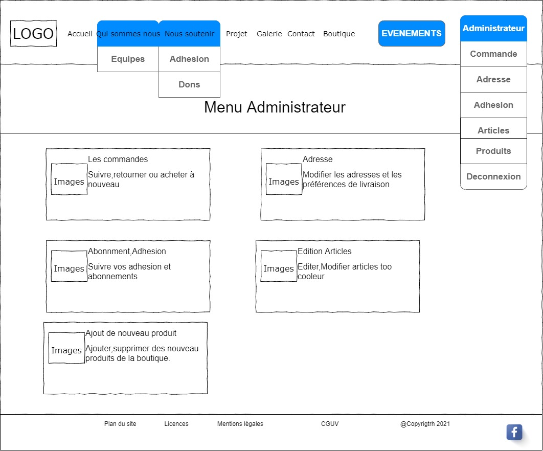 maquette site too cooleur-Page Dashboard administrateur